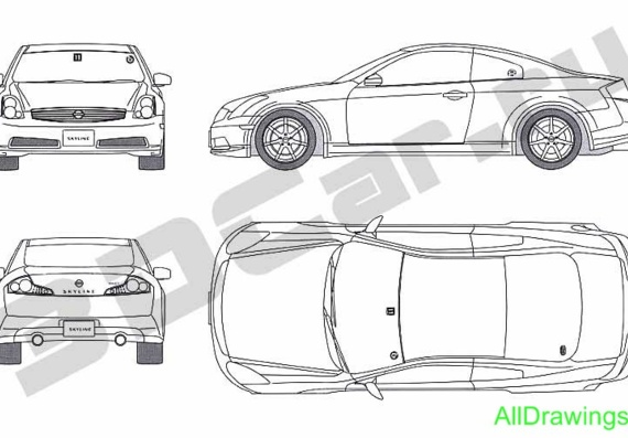 Nissan Skyline 350GT Coupe (Nissan Skyline 350GT of Coupet) are drawings of the car